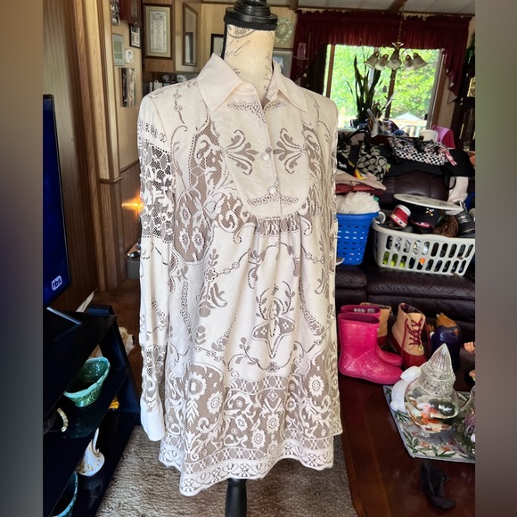 Anna Sui for Target Women's Ivory Lace Long Sleeve Fully Lined Mini Dress S. - Picture 9 of 15